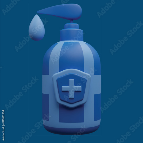 3D Hand Sanitizer Bottle – Realistic Antiseptic Dispenser Illustration
