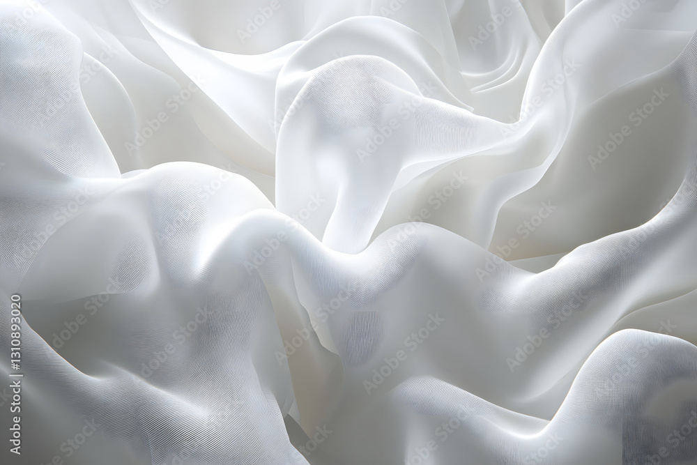Obraz premium 優雅な白いシルクの布の流れるテクスチャ
