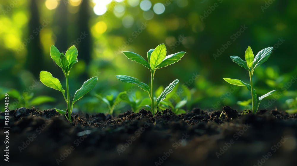 © Thanakorn - Young green plant sprouting from rich soil surrounded by earth, symbolizing growth and new beginnings in nature © Thanakorn - Young green plant sprouting from rich soil surrounded by earth, symbolizing growth and new beginnings in nature