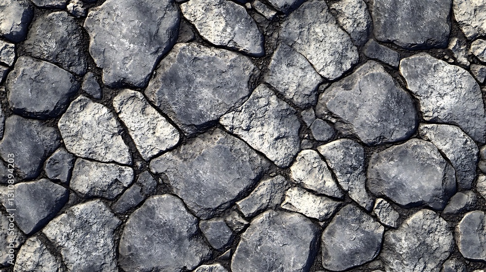 Fototapeta premium A textured surface of irregularly shaped stones creating a natural pattern.