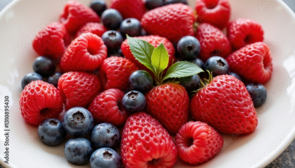 Fresh raspberries and blueberries kitchen table food photography natural light close-up healthy eating Fresh raspberries and blueberries kitchen table food photography natural light close-up healthy eating