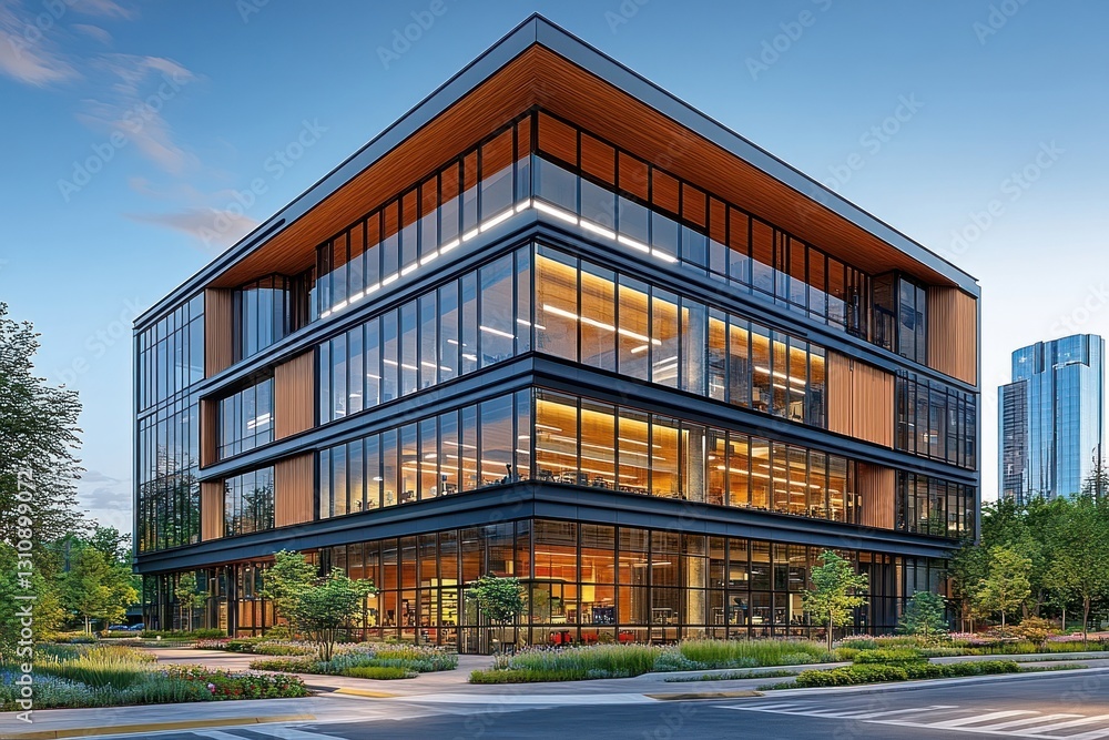 Obraz premium Modern Office Building at Dusk