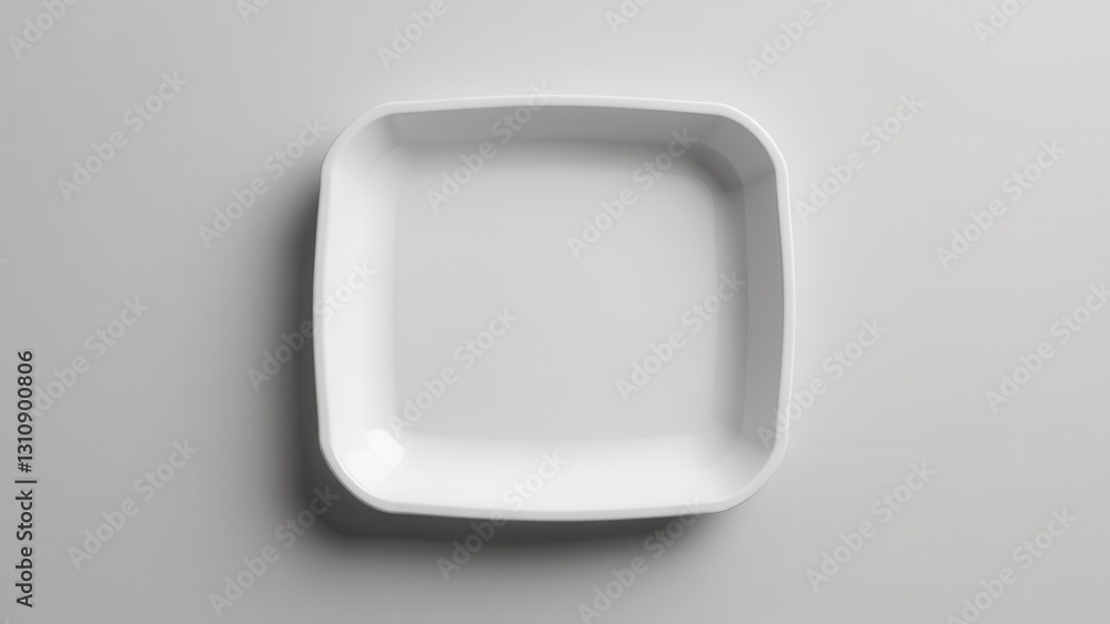 A white, square-shaped school lunch tray with slightly rounded edges, placed on a light gray background. A white, square-shaped school lunch tray with slightly rounded edges, placed on a light gray background.