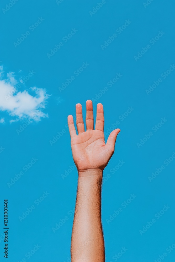 Minimalist Empowerment Gesture Gen Z Wellness Aesthetic with Open Palm Against Vibrant Azure Sky - Mental Health Awareness and Personal Growth Concept Minimalist Empowerment Gesture Gen Z Wellness Aesthetic with Open Palm Against Vibrant Azure Sky - Mental Health Awareness and Personal Growth Concept