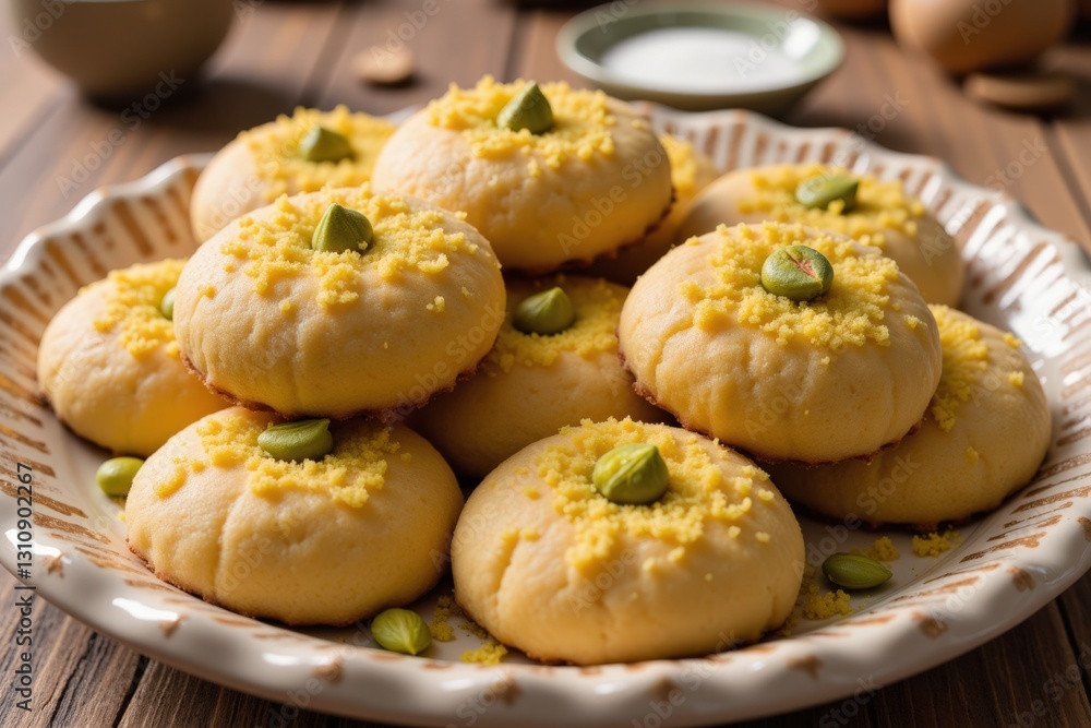 Deliciously Soft Indian Cashew Cookies Garnished with Pistachio and Crushed Nuts, Perfect for Festive Celebrations and Sweet Treats Deliciously Soft Indian Cashew Cookies Garnished with Pistachio and Crushed Nuts, Perfect for Festive Celebrations and Sweet Treats