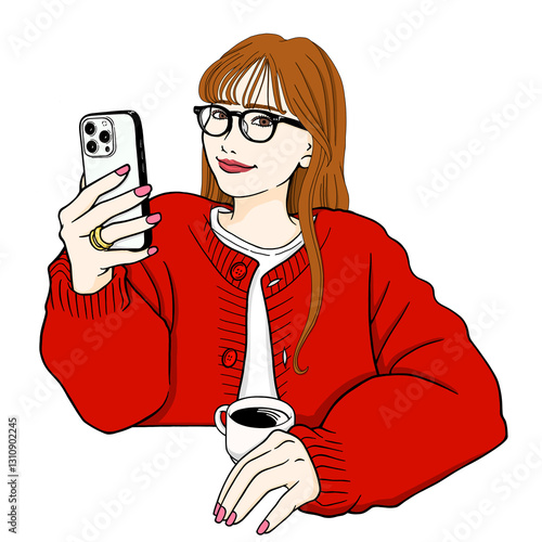 スマホを持つ女性