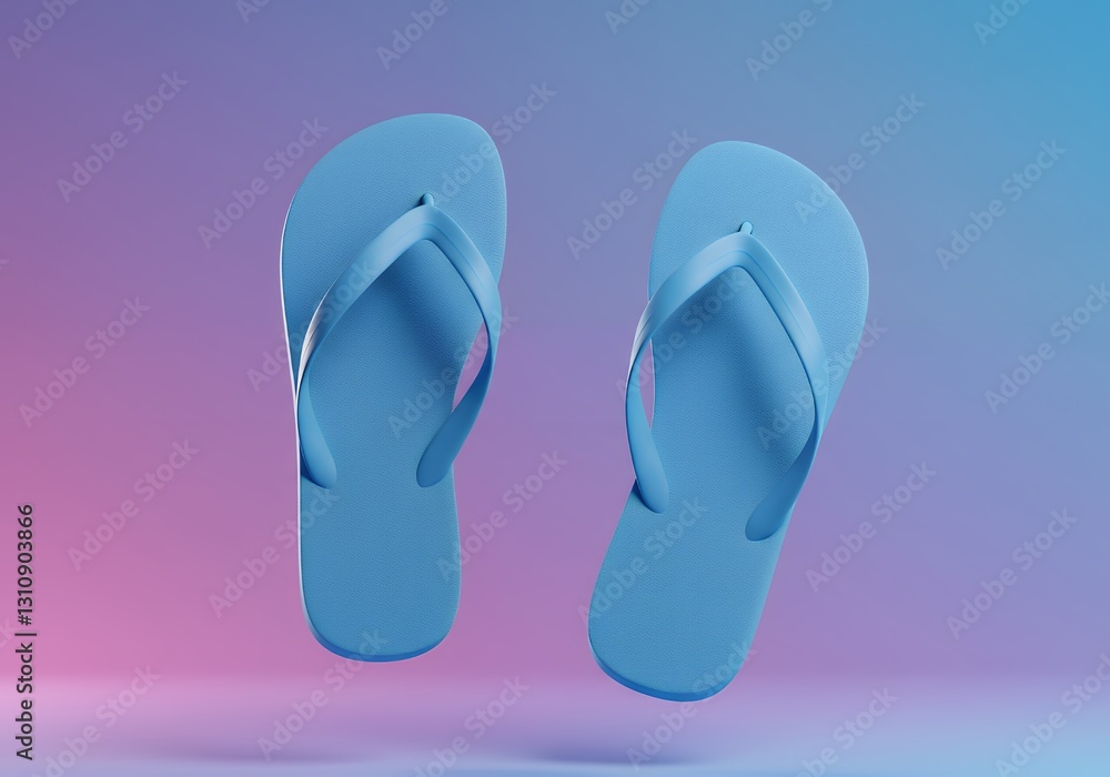 Light Blue Flip Flops Floating on Gradient Background for Summer Vibes Light Blue Flip Flops Floating on Gradient Background for Summer Vibes
