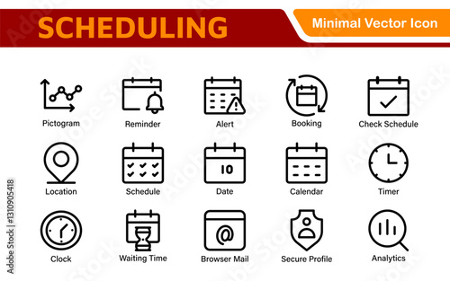 Management Administration and Scheduling Organizer Icons - Professional Vector Illustrations