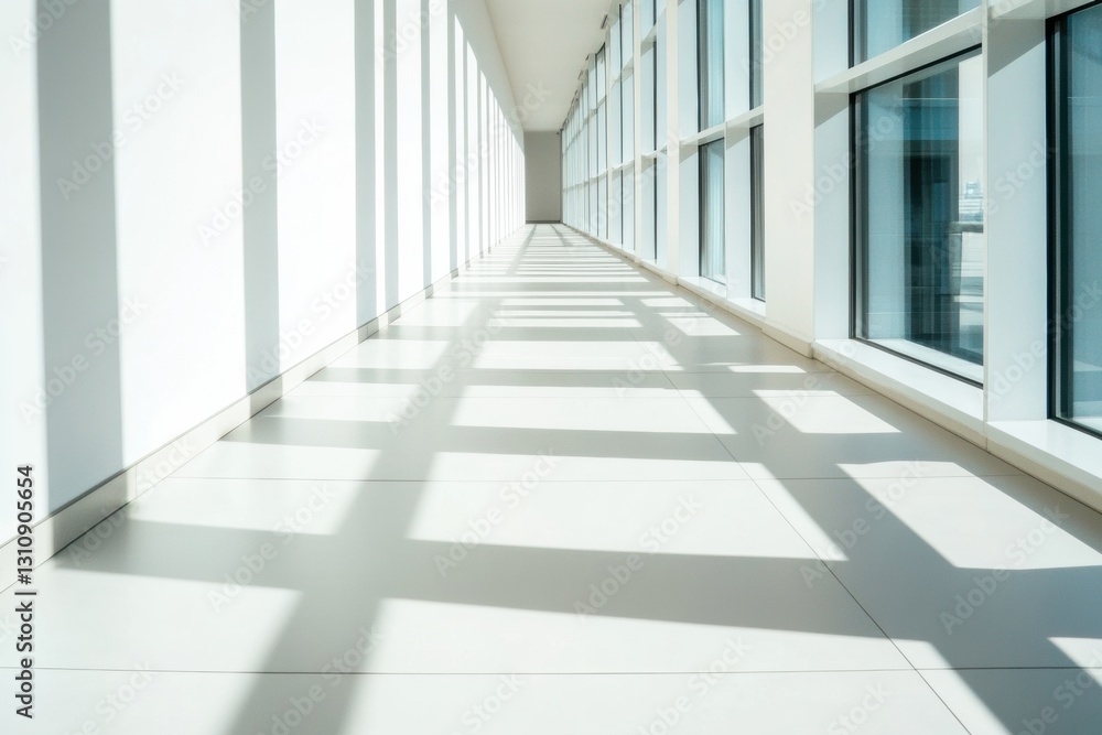 Fototapeta premium Minimalist Tech Haven Luminous Architectural Workspace Visualizing Next-Gen Flexible Offices with Pristine White Interiors and Expansive Natural Lighting