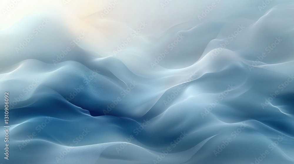 Obraz premium Abstract wavy, flowing, soft, light blue, ethereal, background design.