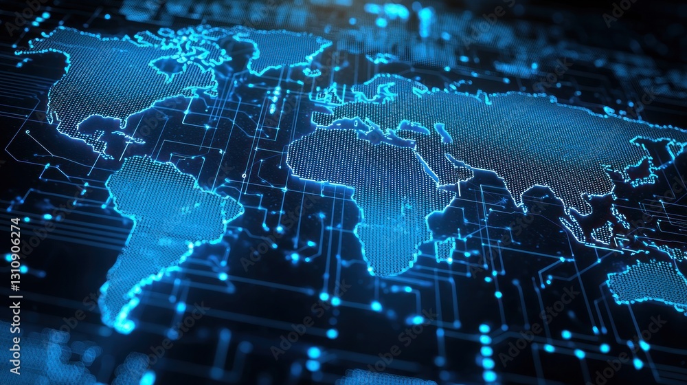 Fototapeta premium Global Network: A Digital World Map