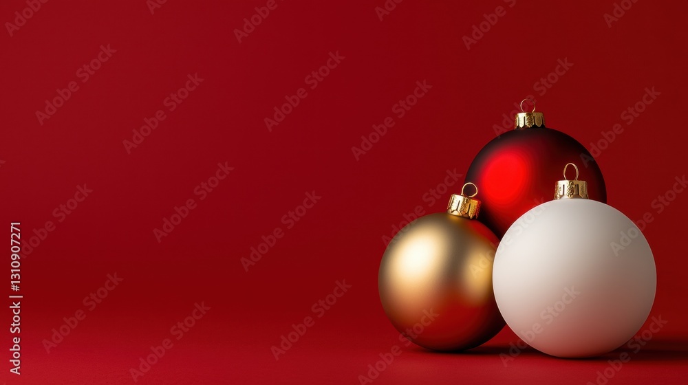 Elegant Christmas ornaments on red background. Elegant Christmas ornaments on red background.