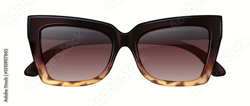 Digital illustration of fashionable oversized sunglasses with a tortoiseshell frame. Perfect for summer fashion, these sunglasses offer both style and sun protection.