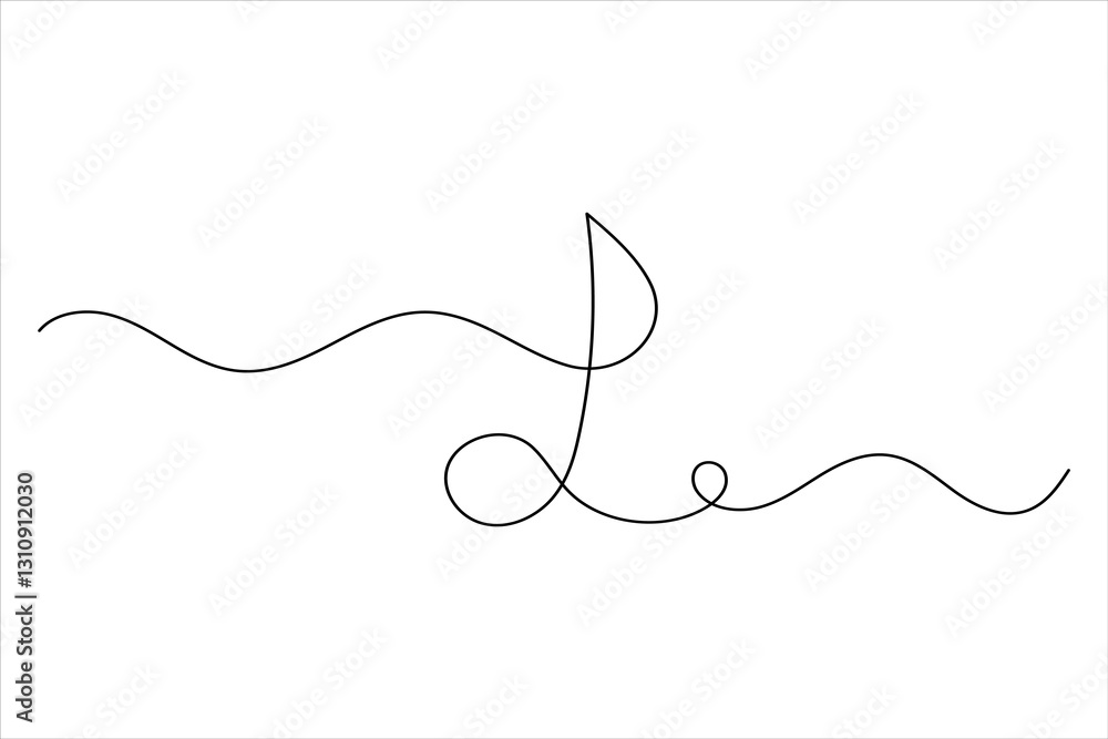Music notes one line drawing and isolated continuous outline vector illustration icon Music notes one line drawing and isolated continuous outline vector illustration icon