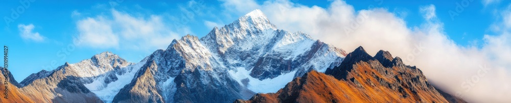 Obraz premium Alpine Resilience Dramatic Mountainscape Visualizing Climate Tech Innovation, Extreme Terrain Data Visualization for Sustainable Adventure Ecosystems