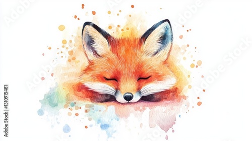 Wallpaper Mural A Peaceful Red Fox Painted In Vibrant Watercolors Colors Torontodigital.ca