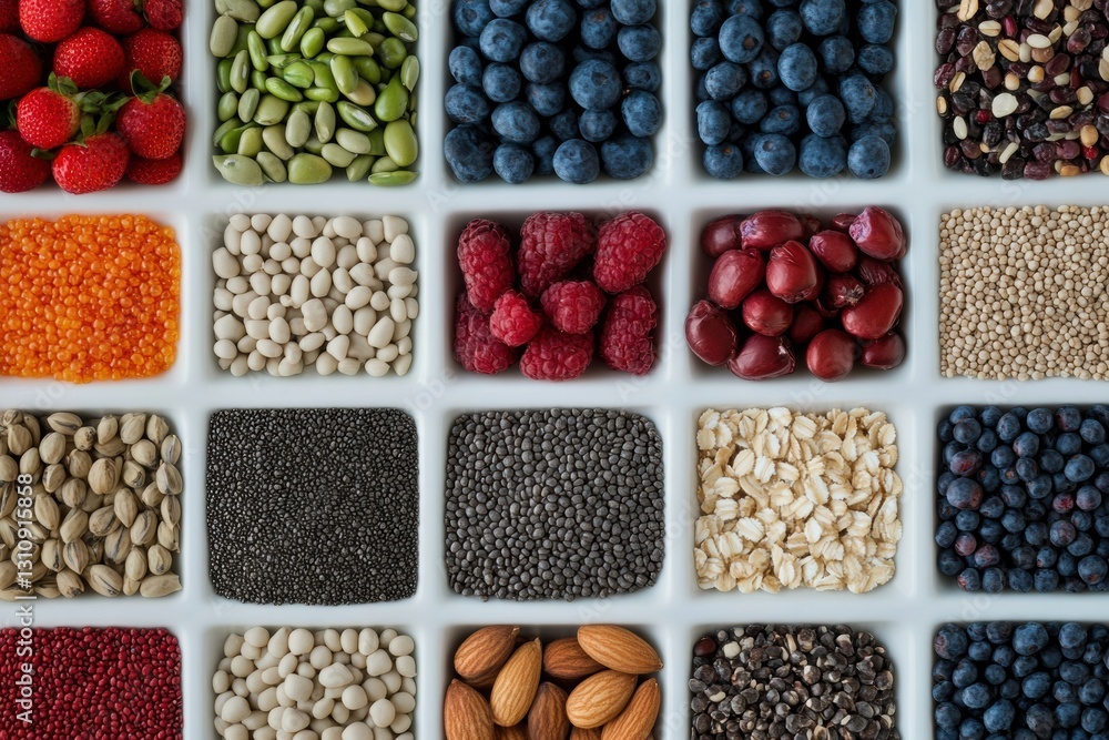 Nutrient-Dense Superfood Grid Minimalist Wellness Visualization of Organic, Colorful Ingredients - Holistic Health Marketing and Nutritional Design Inspiration Nutrient-Dense Superfood Grid Minimalist Wellness Visualization of Organic, Colorful Ingredients - Holistic Health Marketing and Nutritional Design Inspiration