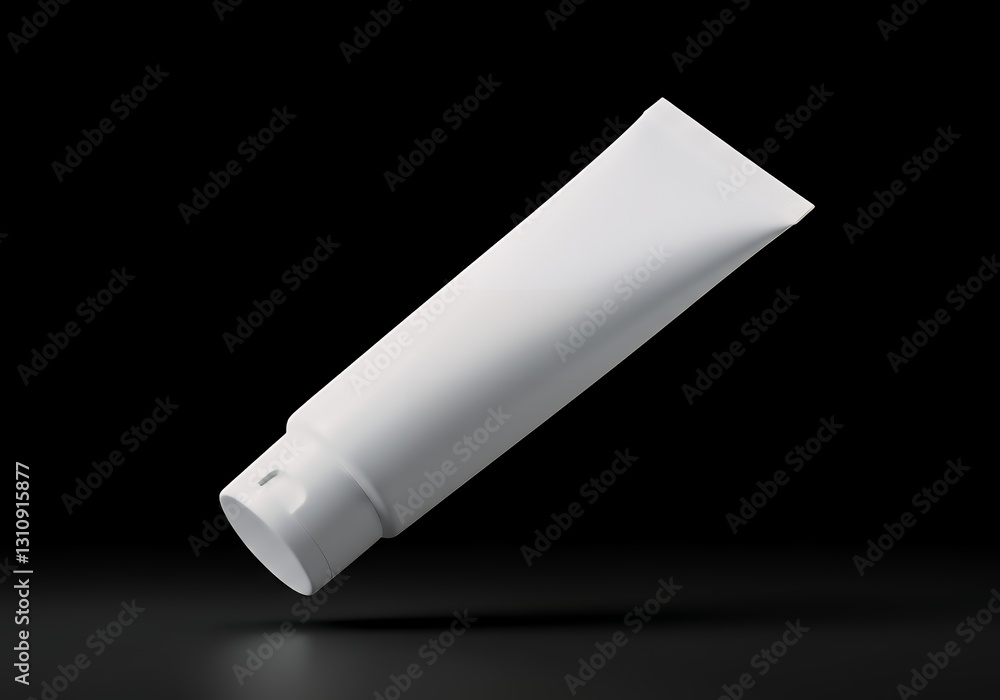 White cosmetic tube mockup on black background for cream or lotion White cosmetic tube mockup on black background for cream or lotion