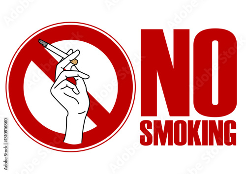  貼り紙看板イラストー禁煙No Smokingー