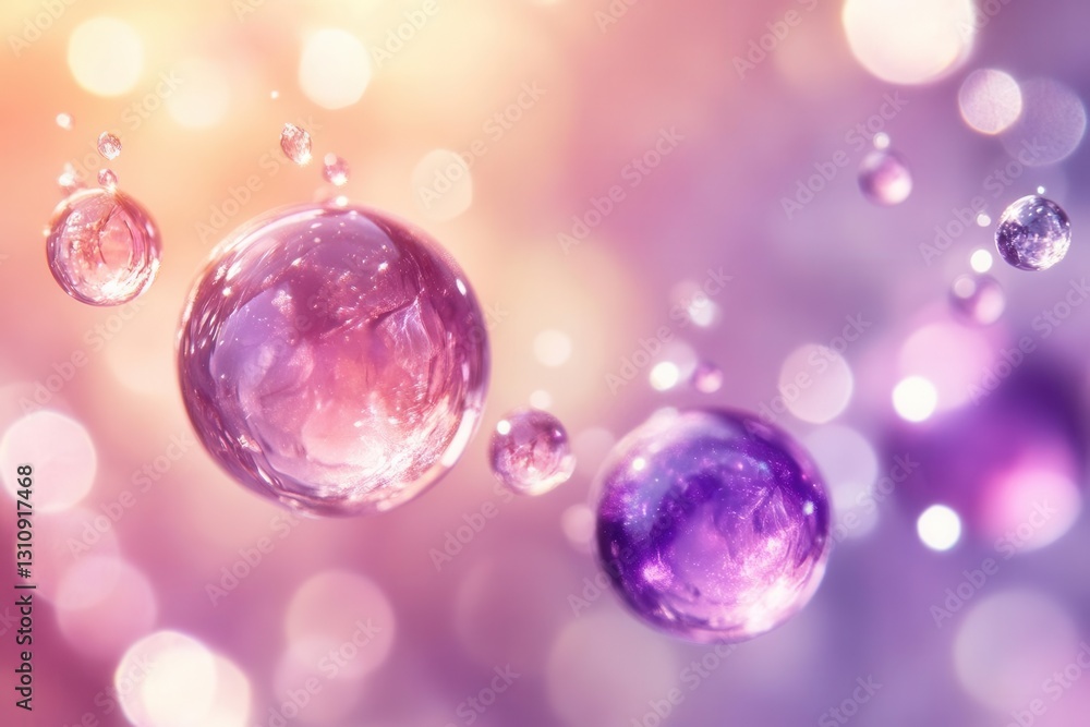 romantic dreamscape of floating rose quartz and amethyst orbs amid swirling mist, creating a soft-focus background with delicate light flares and crystalline sparkles romantic dreamscape of floating rose quartz and amethyst orbs amid swirling mist, creating a soft-focus background with delicate light flares and crystalline sparkles