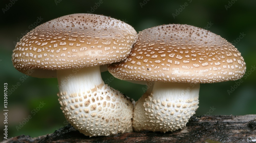 Close-up of Fresh Brown Mushrooms on a Natural Background Close-up of Fresh Brown Mushrooms on a Natural Background