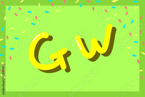 ゴールデンウィーク　紙吹雪付き　黄緑背景