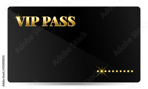 Premium VIP pass card template with golden diamonds. Elegant vector illustration for resort, concert, gym, spa, lounge, exclusive access