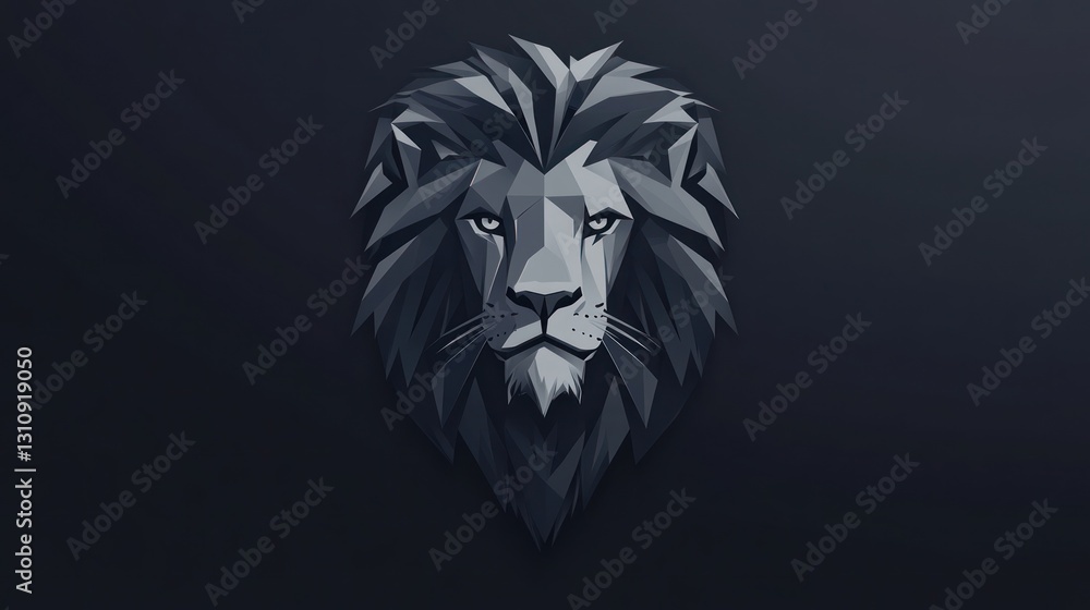 Obraz premium Geometric lion portrait, dark background, wallpaper