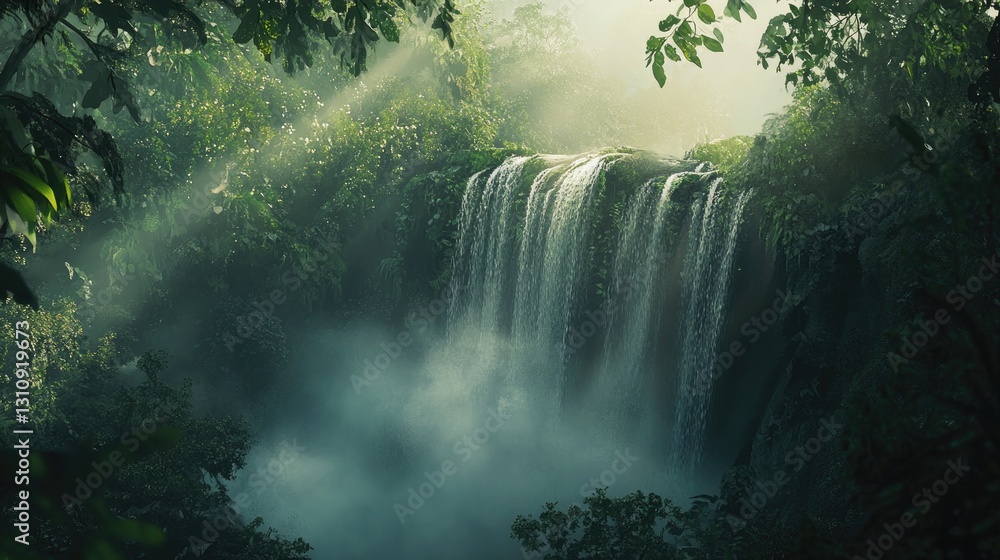 Enchanted Waterfall in Lush Tropical Paradise Enchanted Waterfall in Lush Tropical Paradise
