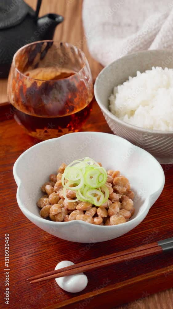 小鉢によそった納豆 - 発酵食品の食卓イメージ 小鉢によそった納豆 - 発酵食品の食卓イメージ
