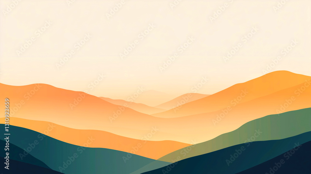 A peaceful mountain vista capturing the essence of sunset. A peaceful mountain vista capturing the essence of sunset.