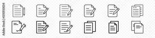 Document Edit Icon – File and Pencil Symbol, Edit file icon, note, sign up icon, Edit file vector icon set. Document modification icon, sign up icon
