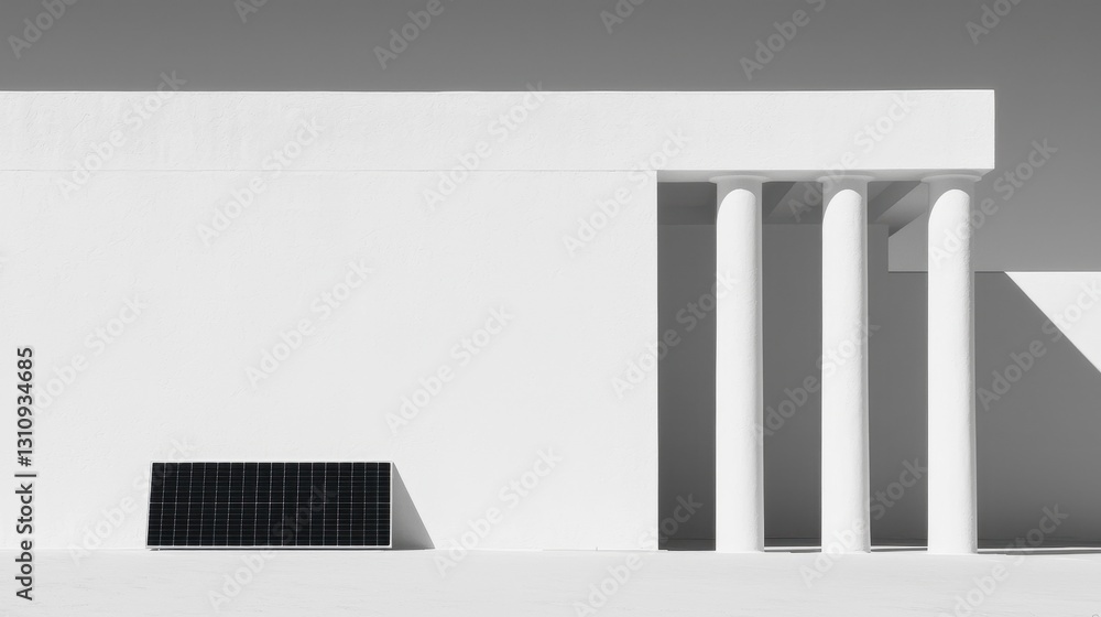 Obraz premium Modern Architectural Design with Solar Panel Against White Wall