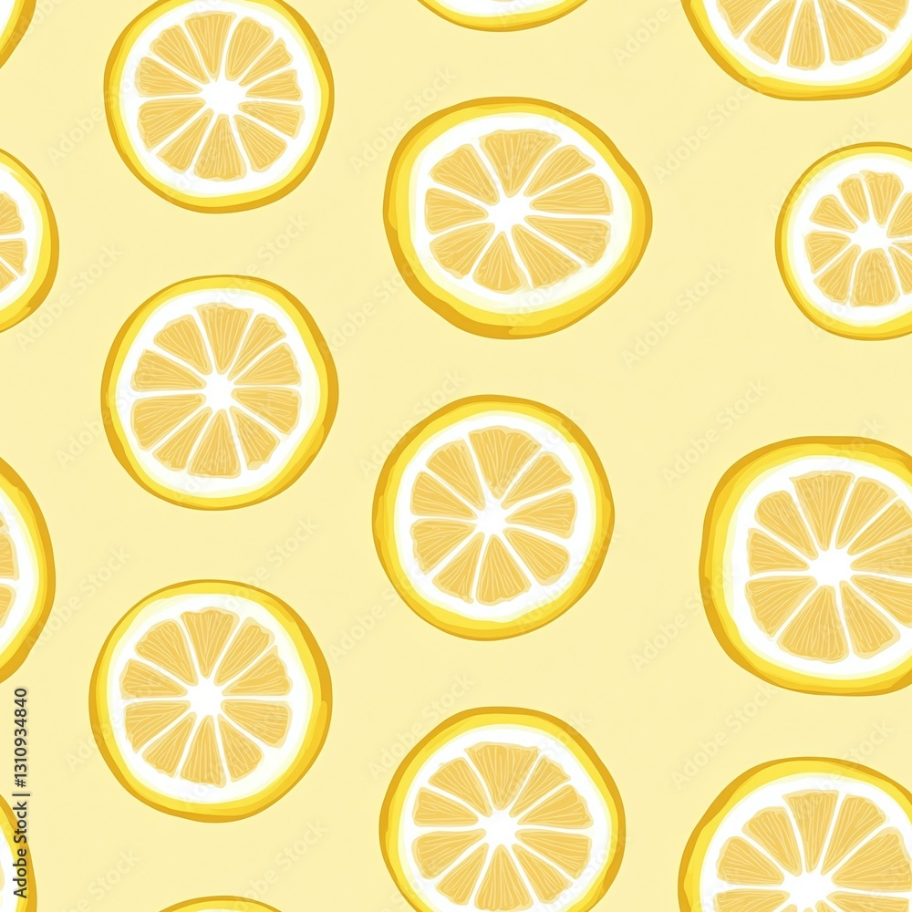 Create seamless minimalist lemon slice pattern digital art bright background modern design Create seamless minimalist lemon slice pattern digital art bright background modern design