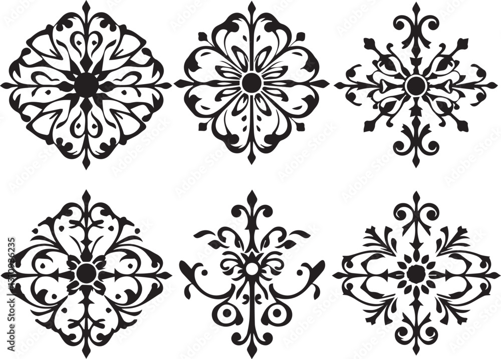 Set of decorative elements for flat design, ornaments, patterns. Hand drawn vector illustration Set of decorative elements for flat design, ornaments, patterns. Hand drawn vector illustration