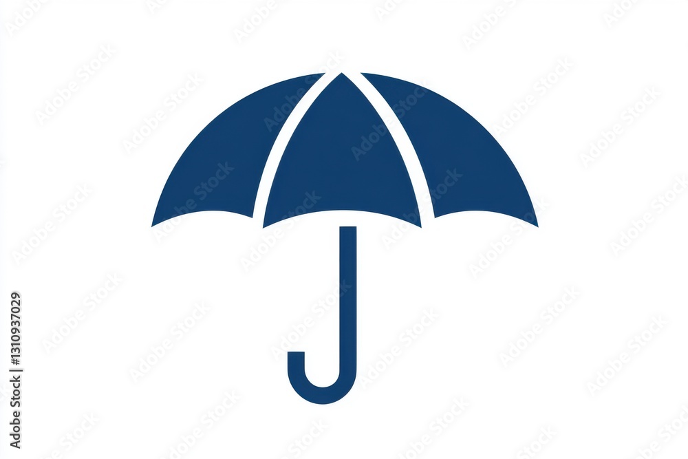 Blue Umbrella Icon on White Background for Weather and Protection Blue Umbrella Icon on White Background for Weather and Protection