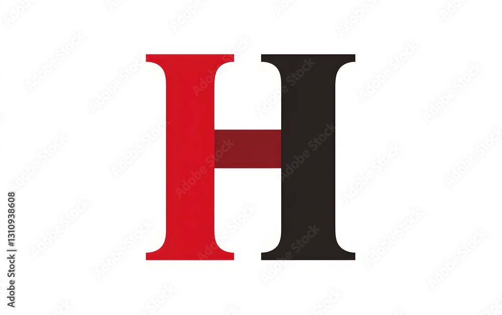 60. Minimalistic letter H in bold font on a white background 60. Minimalistic letter H in bold font on a white background