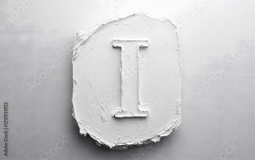 61. Soft, rounded letter I centered on a white canvas photo