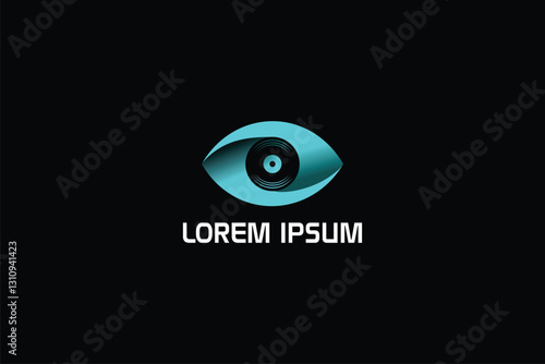 abstract eye shape with Viny Music Logo concept design vector image template