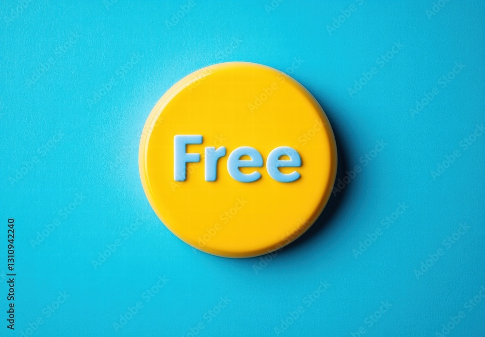 A yellow button with the word free written on it A yellow button with the word free written on it