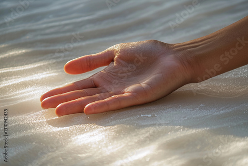 Gentle Hand on Shimmering Sand