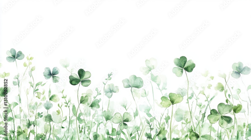 Watercolor clover isolated on white background, Lucky clover leaves with four leaf,Clover flowers background,Patricks day watercolor clipart,Spring flower pattern,St. Patrick s day seamless pattern. Watercolor clover isolated on white background, Lucky clover leaves with four leaf,Clover flowers background,Patricks day watercolor clipart,Spring flower pattern,St. Patrick s day seamless pattern.