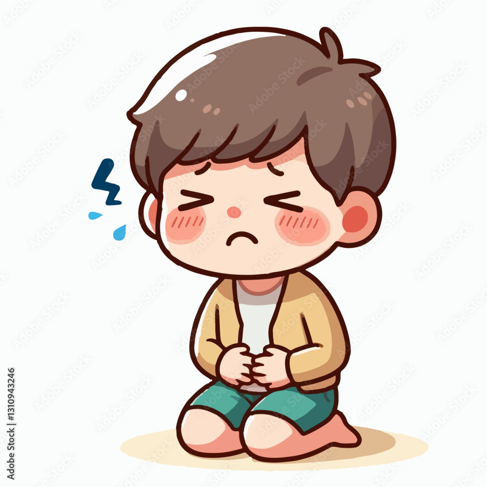 vector illustration of person with stomach ache vector illustration of person with stomach ache