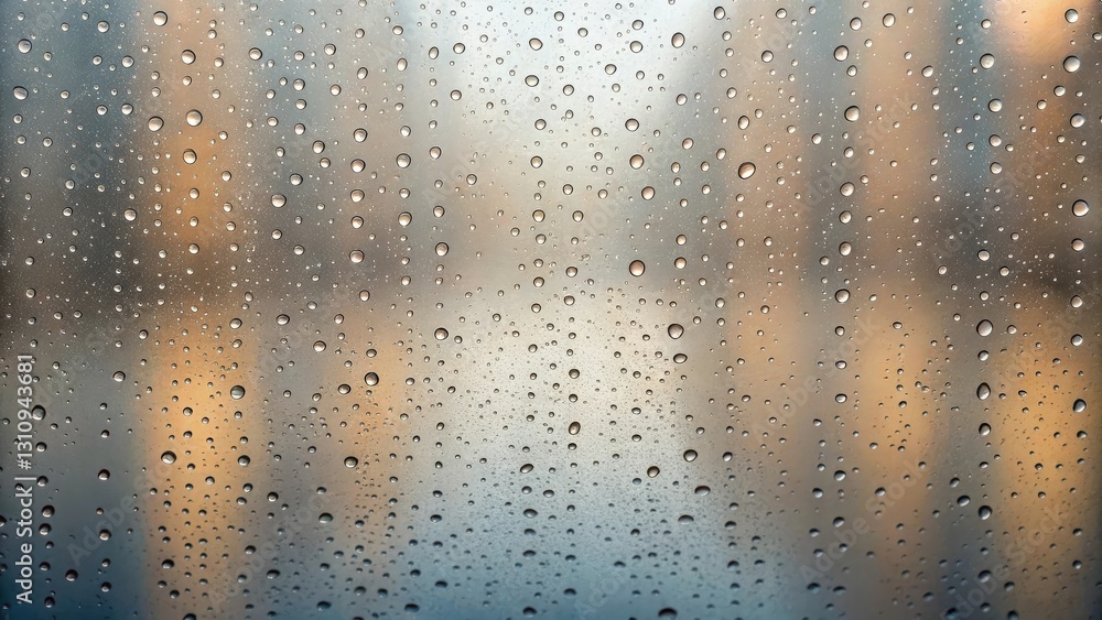 raindrops clinging to a glass surface, creating a blurred background effect raindrops clinging to a glass surface, creating a blurred background effect