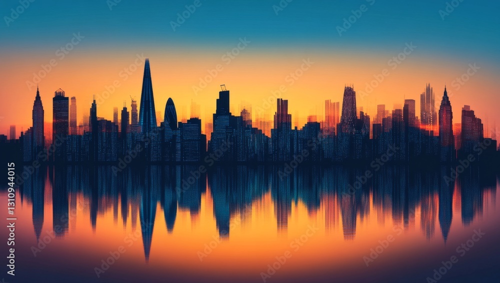 Fototapeta premium London Skyline Sunrise Reflection