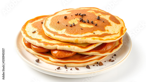 Stuffed pancakes on white background