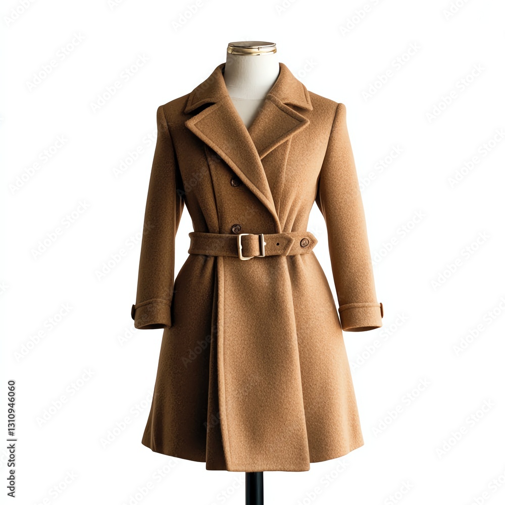 Stylish brown coat on a mannequin against a white background. Stylish brown coat on a mannequin against a white background.
