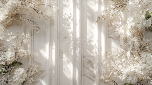 Elegant White Floral Arrangement on Marble Background