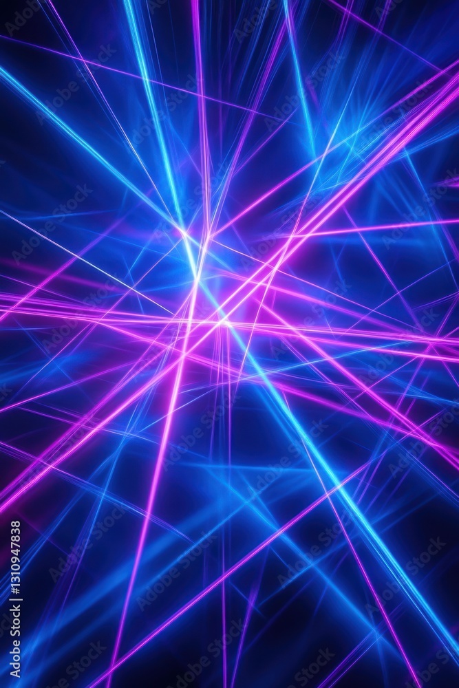 Obraz premium Abstract neon light streaks, vibrant colors, dark background, digital art, ideal for tech visuals