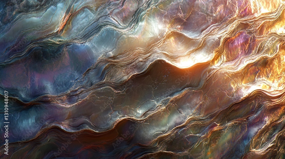 Naklejka premium Abstract Iridescent Pearl Texture with Flowing Pattern